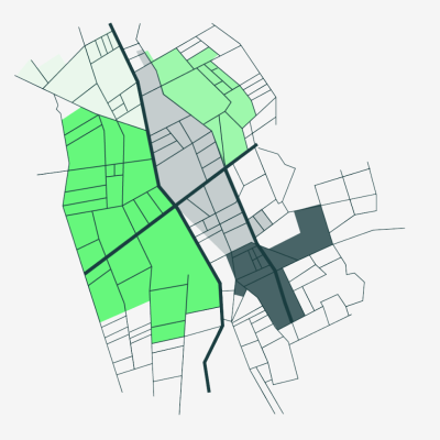 Schematische Darstellung eines Wärmeplans mit Verbindungen zu Energiequellen