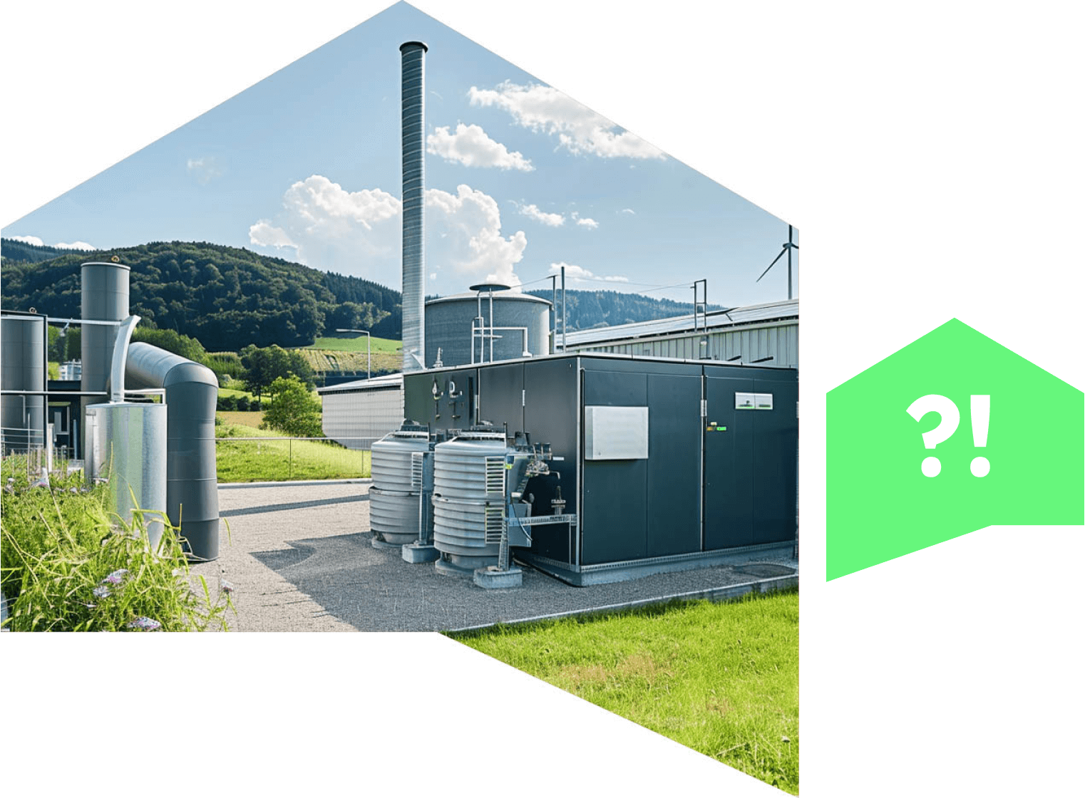 Industriegebäude eines Unternehmens mit Heizungsanlage